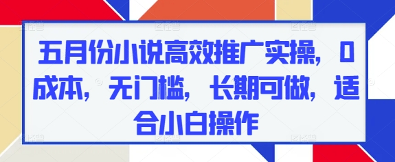 五月份小说高效推广实操，0成本，无门槛，长期可做，适合小白操作_中创网,自媒体短视频教学_网创项目_网络创业无忧资源网