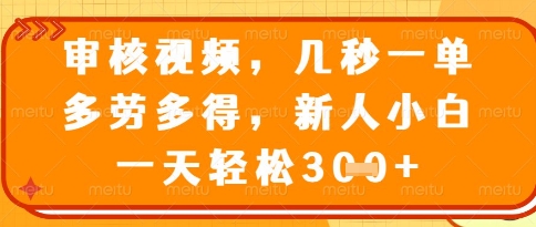 视频审核员，几秒一单，不限时间，不限地点，多做多得，新人小白一天轻松几张+【揭秘】_中创网,自媒体短视频教学_网创项目_网络创业无忧资源网