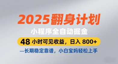 2025翻身计划，小程序全自动掘金，48小时可见收益，日入8张+，长期稳定靠谱，小白宝妈轻松上手【揭秘】_中创网,自媒体短视频教学_网创项目_网络创业无忧资源网