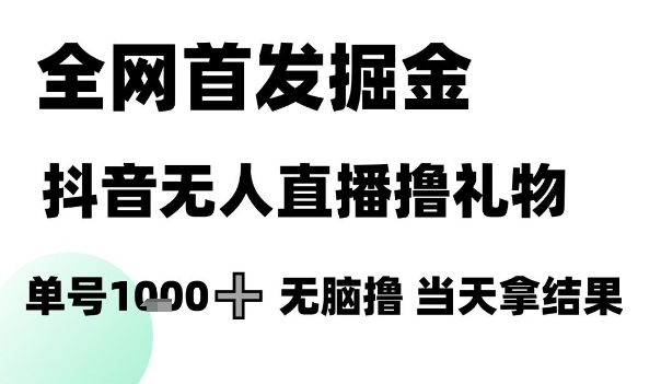 全网首发掘金抖音无人直播撸礼物，单号1k +无脑撸，当天拿结果【揭秘】_中创网,自媒体短视频教学_网创项目_网络创业无忧资源网