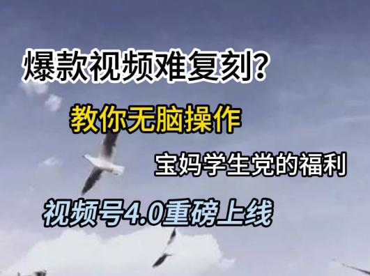 视频号4.0重磅上线，爆款视频难复刻？教你无脑操作宝妈学生党的福利【揭秘】_中创网,自媒体短视频教学_网创项目_网络创业无忧资源网