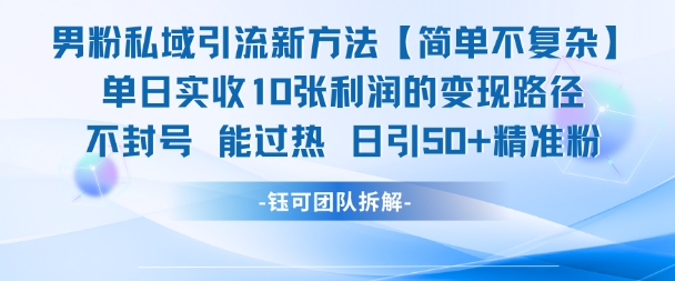 男粉私域引流新方法，单日收10张利润，日引流50+精准粉_中创网,自媒体短视频教学_网创项目_网络创业无忧资源网