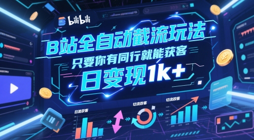 B站全自动截流玩法只要你有同行就能获客，日变现1k+【揭秘】_中创网,自媒体短视频教学_网创项目_网络创业无忧资源网
