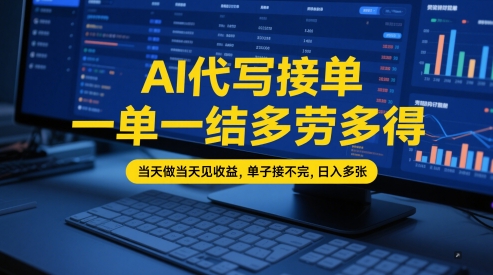 AI代写接单，一单一结多劳多得，当天做当天见收益，单子接不完，日入多张【全网最全实操课程】_中创网,自媒体短视频教学_网创项目_网络创业无忧资源网