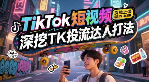 TikTok短视频带货线上课，深挖TK投流达人打法_中创网,自媒体短视频教学_网创项目_网络创业无忧资源网
