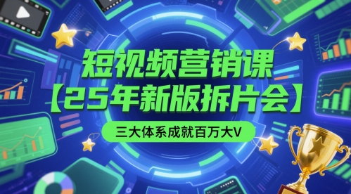 短视频营销课【25年新版拆片会】三大体系成就百万大V，包含正课、拆片会、手把手教学直播课等_中创网,自媒体短视频教学_网创项目_网络创业无忧资源网