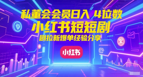 私董会会员日入4位数小红书红果短剧拉新爆单经验分享_中创网,自媒体短视频教学_网创项目_网络创业无忧资源网