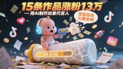 用AI制作幼崽代言人，宝宝的控诉火爆全网，15条作品涨粉13W，单号月入5位数实操教程_中创网,自媒体短视频教学_网创项目_网络创业无忧资源网